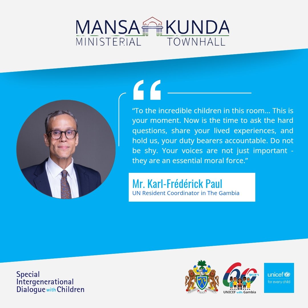 We must ensure that representation isn't just on paper. It must be proactive, inclusive, and empowering #ForEveryChild to live, thrive, and attain their full potential.

<a href="/karlfredpaul/">Karl-Frédérick Paul</a> <a href="/nbshafique/">Nafisa Binte Shafique</a>
#ForEveryChild Representation 
#UNICEFGambiaAt60
#UNICEFWithGambia