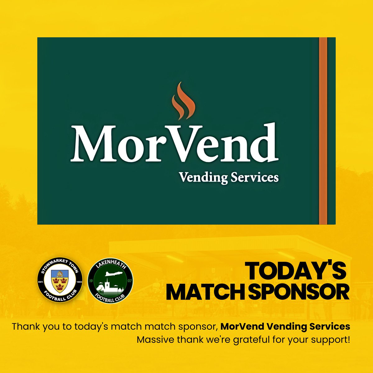 Thank you to today's match match sponsor, MorVend Vending Services

Massive thank we're grateful for your support!

💛🖤