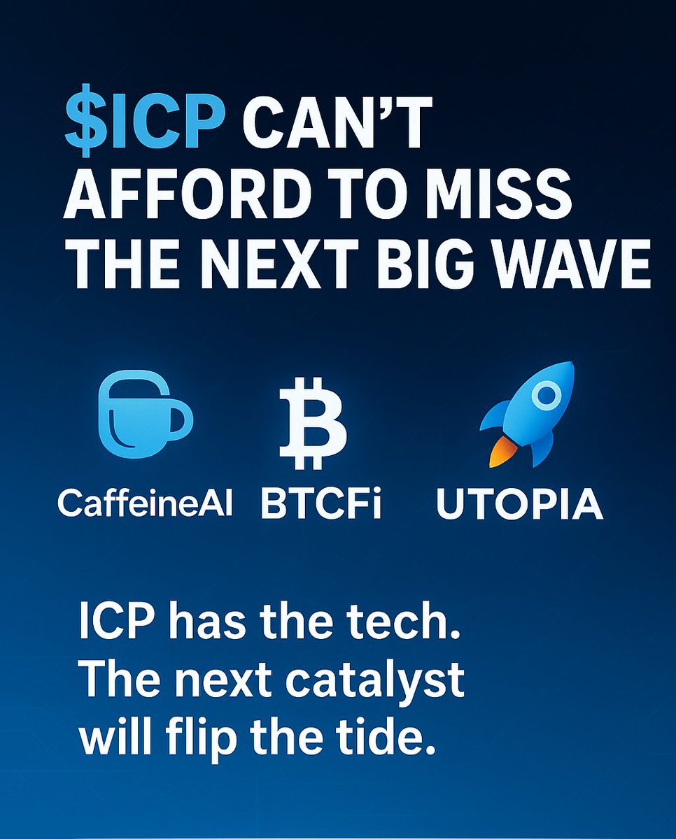 🚨 $ICP can’t afford to miss the next big wave. If the price is struggling in a bull run, what happens in a bear? 🤔

This isn’t a marketing problem — it’s a catalyst problem. We need a spark. And I’m betting on CaffeineAI, BTCFi, or UTOPIA to ignite it.

One nation-state or