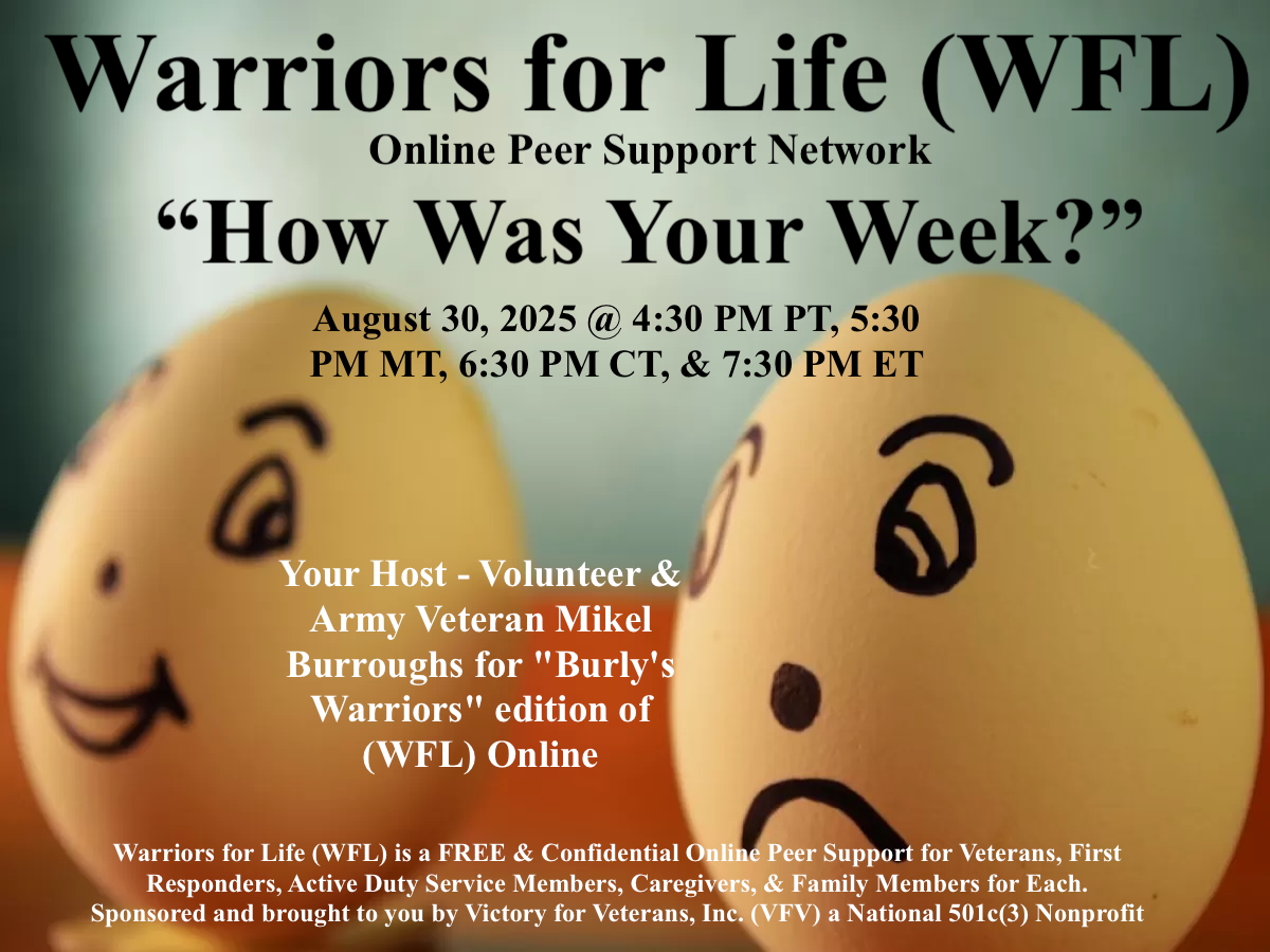 ColretMikelB's tweet image. “Everyone Matters, Talk to Us!" — Army Veteran Mikel Burroughs  

TONIGHT's Topic: "How Was Your Week?"  

victoryforveterans.org/post/joinwarri… 

Thank you, Army Veteran Mikel Burroughs #howwasyourweek #goodorbad #whathappened #peersupport #veterans #firstresponders #caregivers #ptsd #tbi #ms