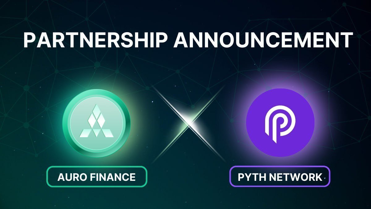 Auro Finance and Pyth Network Partnership Announcement Banner