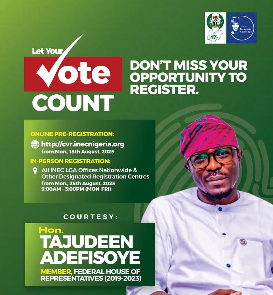 E lo register Ki Egba Kardi Idibo Yin. ☑️ 🙏