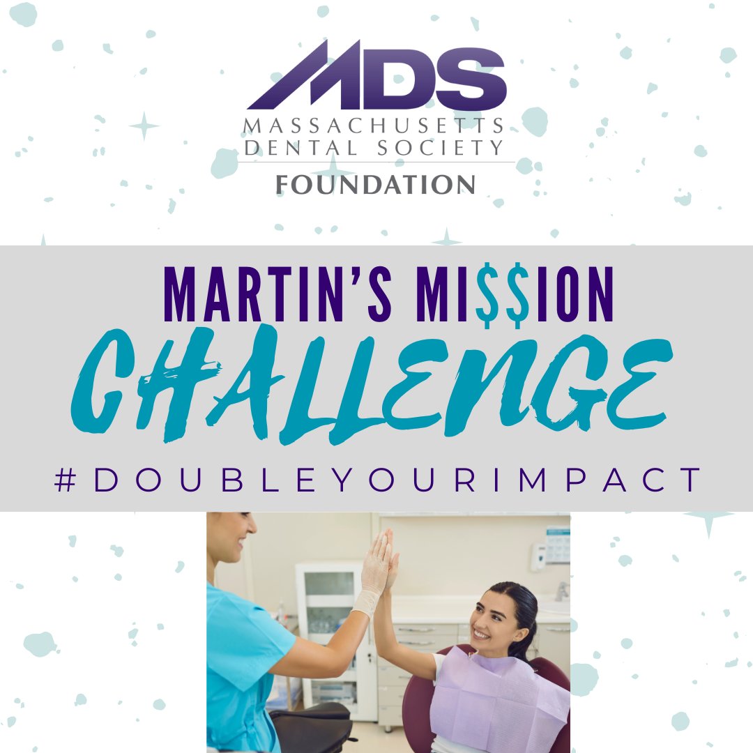 MassDental's tweet image. Donate to the MDS Foundation today to unlock a $10.000 match to Martin's Mission Challenge. The Challenge closes on Monday, Sept. 1, and we need your help to reach our goal. Donate today to support the Challenge and the Foundation's initiatives. hub.massdental.org/donate.