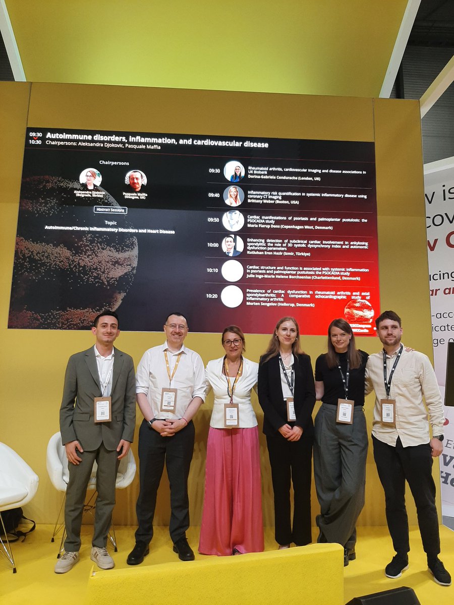 Honored to co-chair today’s #ESCCongress session in Madrid on Autoimmune disorders, inflammation &amp; cardiovascular disease.

Great talks on RA, CT imaging, psoriasis &amp; systemic inflammation.
Thanks to the speakers &amp; audience for the lively discussion! 💙