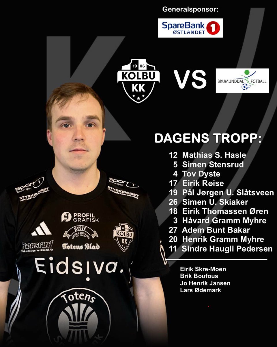 Straks klart for avspark i dagens bortekamp i 4. divisjon🤩 Motstander er Brumunddal⚽️ Avspark klokken 15.00 i Sveum idrettspark😃 Kampsponsor er Ahlsell🙌 Kampen sendes også på Direktesport🎥 Vi stiller følgende lag: