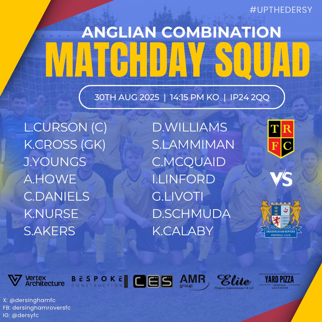 25 minutes until KO here Euston Park..

3 🔄 for today’s clash with Josh Youngs, Gino Livoti &amp; Kurty Calaby coming in! 

#UPTHEDERSY 💙💛🖤