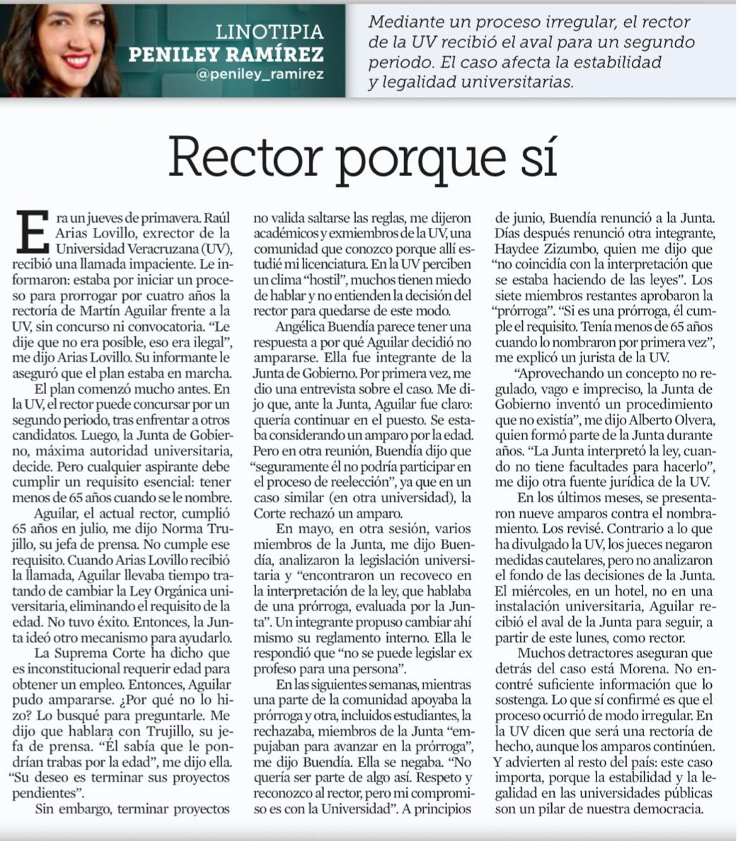 Leamos y compartamos #Linotipia, de <a href="/peniley_ramirez/">Peniley Ramírez</a>.

"Rector porque sí".

#RedUVLegalidad #PrórrogaNO