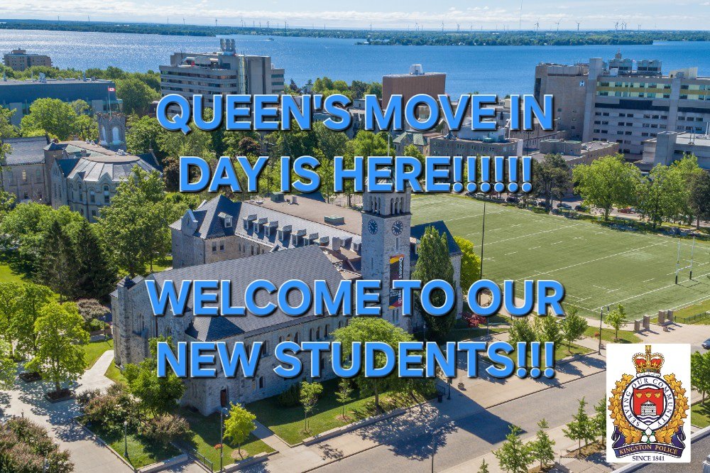 Queen's University move-in day is here! Please be patient as the University District will be very congested. Follow the directions of Kingston Police officers assisting kingston intersections and avoid the area if you're not participating. Stay safe! #ygk ^JB