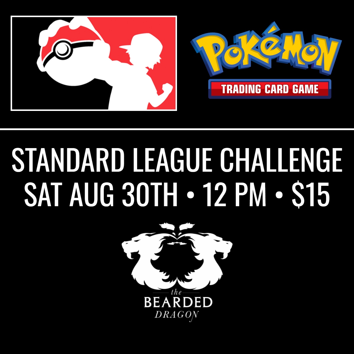 Step into competitive Pokémon play
Join us Saturday, August 30 at 12 PM for our next League Challenge at The Bearded Dragon! Earn Championship Points, promos, and store credit as you begin your path to Worlds.
No prereg required—just show up and play!