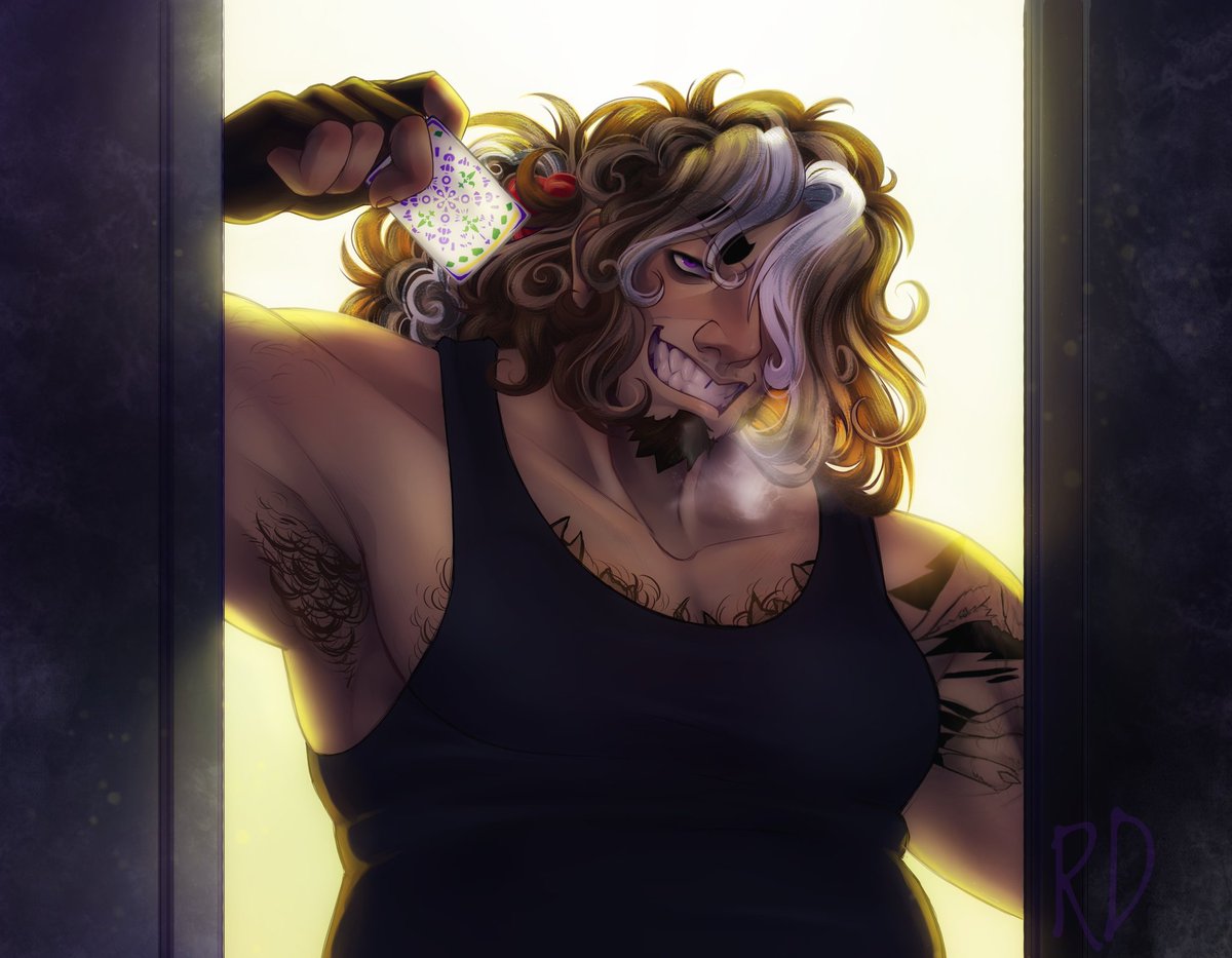 Yeeeee, I finished it on the last weekend of summer, I just love this art 🐼#scopophobiastudions #purple #mortisfox #PurpleDC #purpleverse #art #digitalart #fanart #vileshroom #tatefrost #frostbite