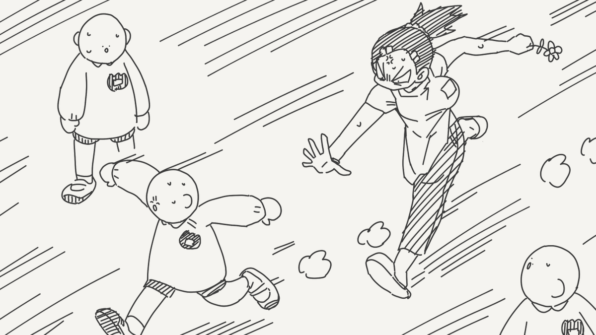 子供目線の絵です。