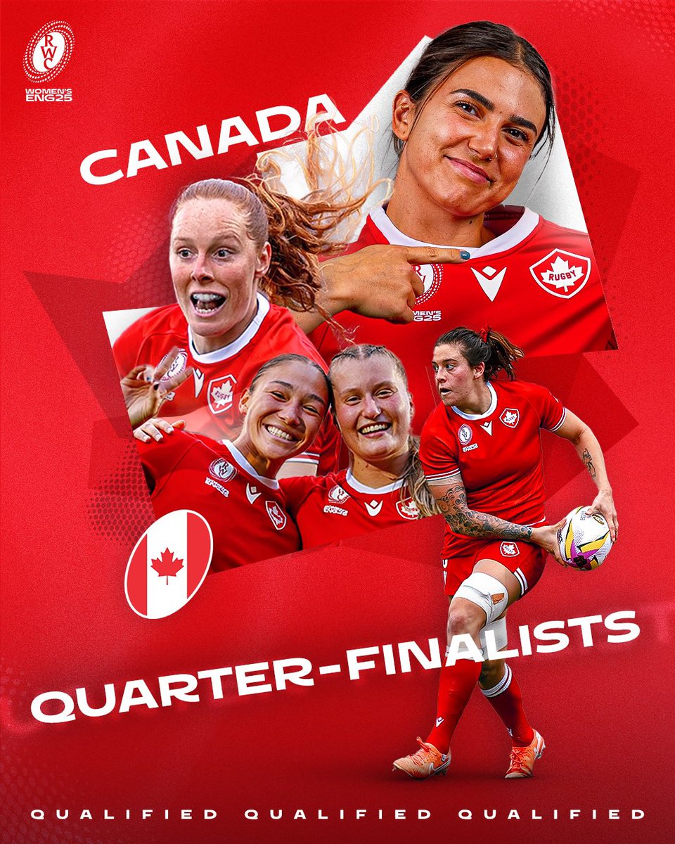 First quarter-final place secured 💪 
￼
<a href="/RugbyCanada/">Rugby Canada</a> beat Wales and reach the knockout stage of #RWC2025

#CANvWAL