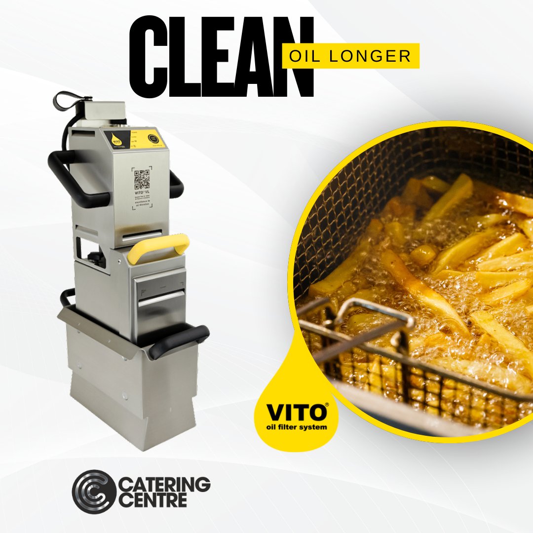 ♻️ Clean Oil Longer. Save Thousands Every Year. ♻️

The VITO Fryer Filter extends the life of your oil — keeping it cleaner, safer, and saving you money:
✔ Up to 50% longer oil life
✔ Consistent frying quality
✔ Rapid ROI — saves £££ thousands annually

Smart kitchens choose