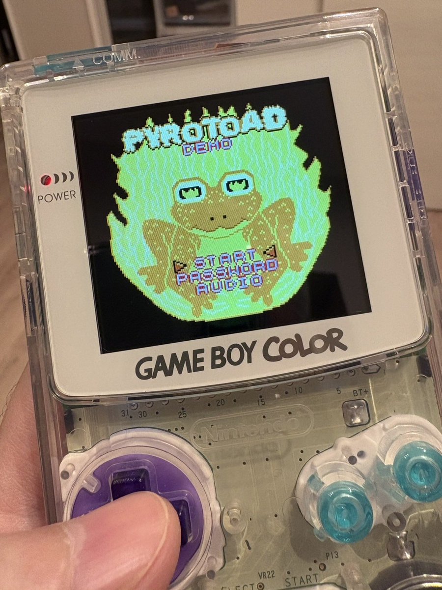 Jonny Manjiro (@brizobst) on Twitter photo Mon ami <a href="/Vince_Tokyo/">Vince Tokyo</a> sent me this photo of him playing the Pyrotoad demo on his custom Game Boy Color!
#gameboy #retro #indie #gbstudio Mon ami <a href="/Vince_Tokyo/">Vince Tokyo</a> sent me this photo of him playing the Pyrotoad demo on his custom Game Boy Color!
#gameboy #retro #indie #gbstudio