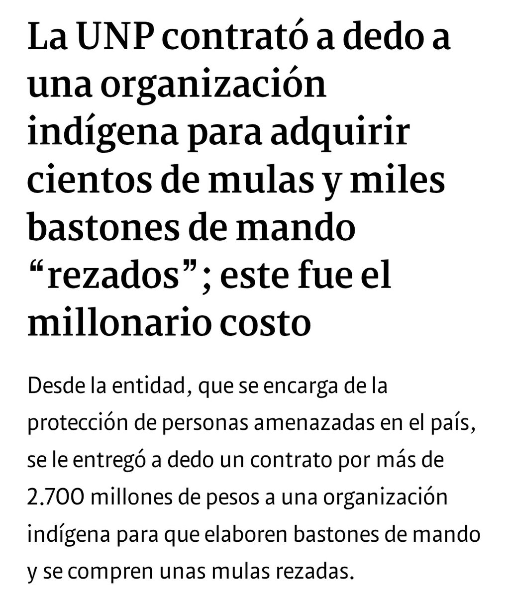 Mientras se dice q no hay recurso y austeridad de gastos en <a href="/UNPColombia/">Unidad Nacional de Protección, UNP.</a> presuntamente   se dan estos contratos entre muchos como lo q hemos denunciados desde <a href="/HRI_ONG/">Human Rights Internacional</a> .Deberían revisar cuánto han entregado a esta comunidad en menos de 4 años  <a href="/PGN_COL/">Procuraduría General de la Nación</a> <a href="/FiscaliaCol/">Fiscalía Colombia</a> <a href="/CGR_Colombia/">Contraloría General de la República de Colombia</a>