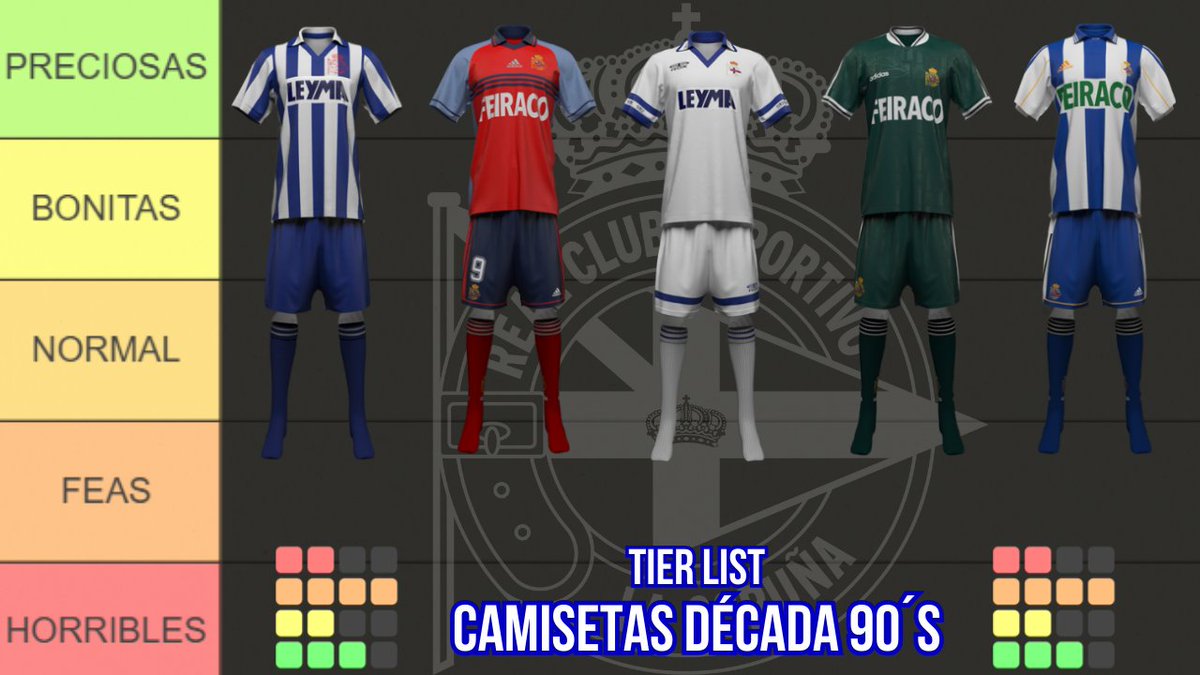Si queréis ponerme a caldo, a partir del lunes a las 16:00 os dejo en mi canal de youtube, una TIERLIST de las camisetas del Depor en la década de los 90

youtube.com/@waldron1906