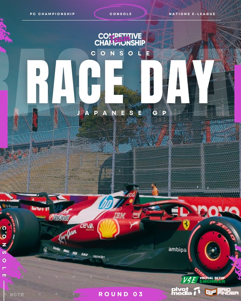 CTChampionship_'s tweet image. It's Race Day 👈

🇯🇵 8pm CET 
🎙 @IvorBrynMike 

Round 3️⃣ Console Championship 

Check it Out ⤵️
youtube.com/live/EQ-x3ntw3… 

@GridFinder @PivotMediaGG @LeagueRacingTV

#F125 #CTC