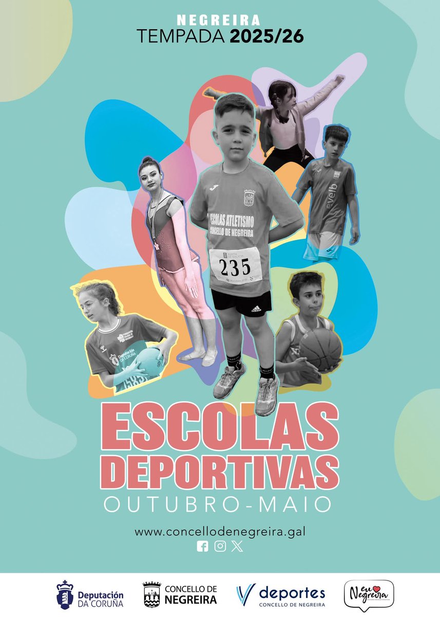 𝗘𝘀𝗰𝗼𝗹𝗮𝘀 𝗗𝗲𝗽𝗼𝗿𝘁𝗶𝘃𝗮𝘀 𝗠𝘂𝗻𝗶𝗰𝗶𝗽𝗮𝗶𝘀 
Xa podes consultar os horarios das Escolas Deportivas para o curso 2025/26 na ligazón: goo.su/OuUp

📅 Matrícula: 1 a 30 de setembro
▶️ Duración: 1 outubro a 29 de maio