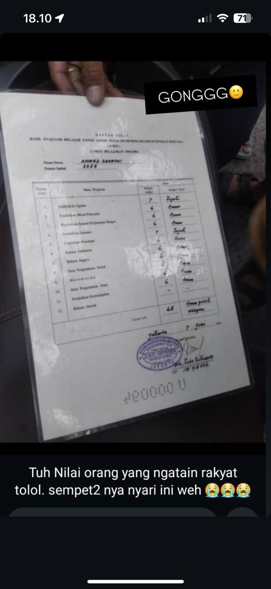 KJohnwh's tweet photo. @biasalahanakmud Hbt,ijazah nilai segini bs jd anggota DPR. https://t.co/J4WN4fRN9h