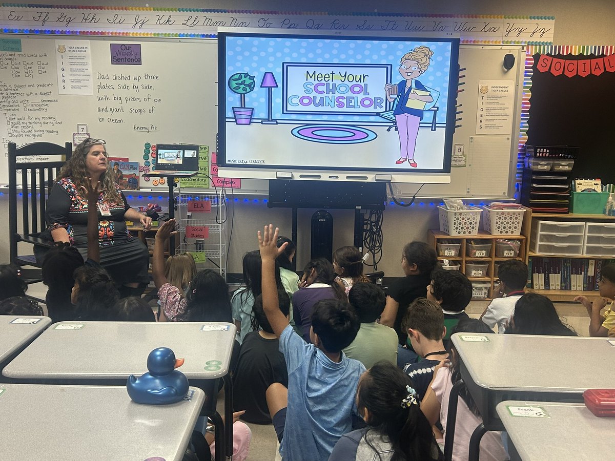 This week, our caring counselor, Ms. Hobbs, came in for her first monthly visit! It was great way to reconnect and, for our new friends, meet our counselor. <a href="/CME_Tigers/">Colony Meadows</a> <a href="/stephanie_viado/">Stephanie Viado</a> <a href="/MrMackAP/">Charlie Mackay, M.Ed.</a>