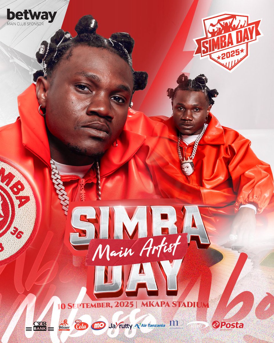 SimbaTOTFans's tweet photo. Msanii mkubwa na Mwanasimba kindakindaki, Mbosso atakiwasha katika Simba Day 2025 itakayofanyika Septemba 10, 2025 kwenye Uwanja wa Mkapa. #SimbaWeek2025 #SimbaDay2025 #NguvuMoja https://t.co/dEsTUV3gfa