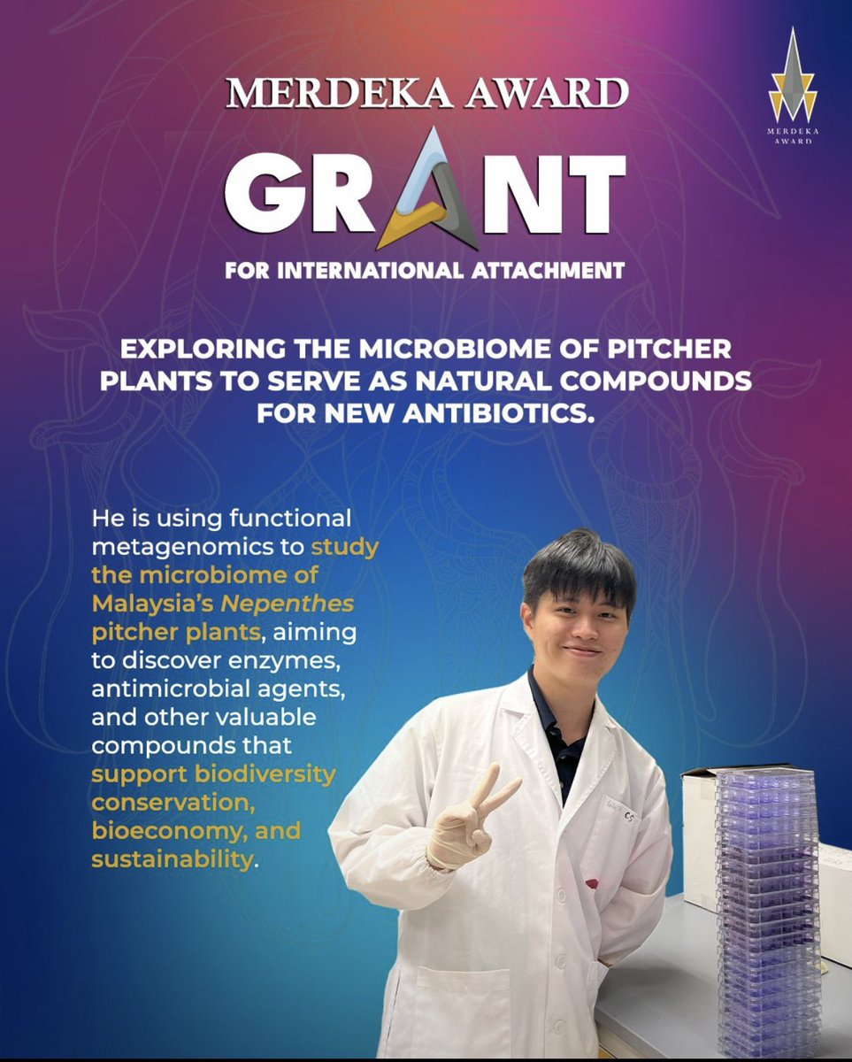 ClimateGenMove's tweet image. Congrats to our Head of R&amp;amp;D, Mr. Calvin Shee Yin Ming, on receiving the 2025 Merdeka Award Grant for International Attachment. He’s studying microbes in Malaysia’s Nepenthes pitcher plants to discover new enzymes &amp;amp; natural antibiotics. dailyexpress.com.my/news/265634/
