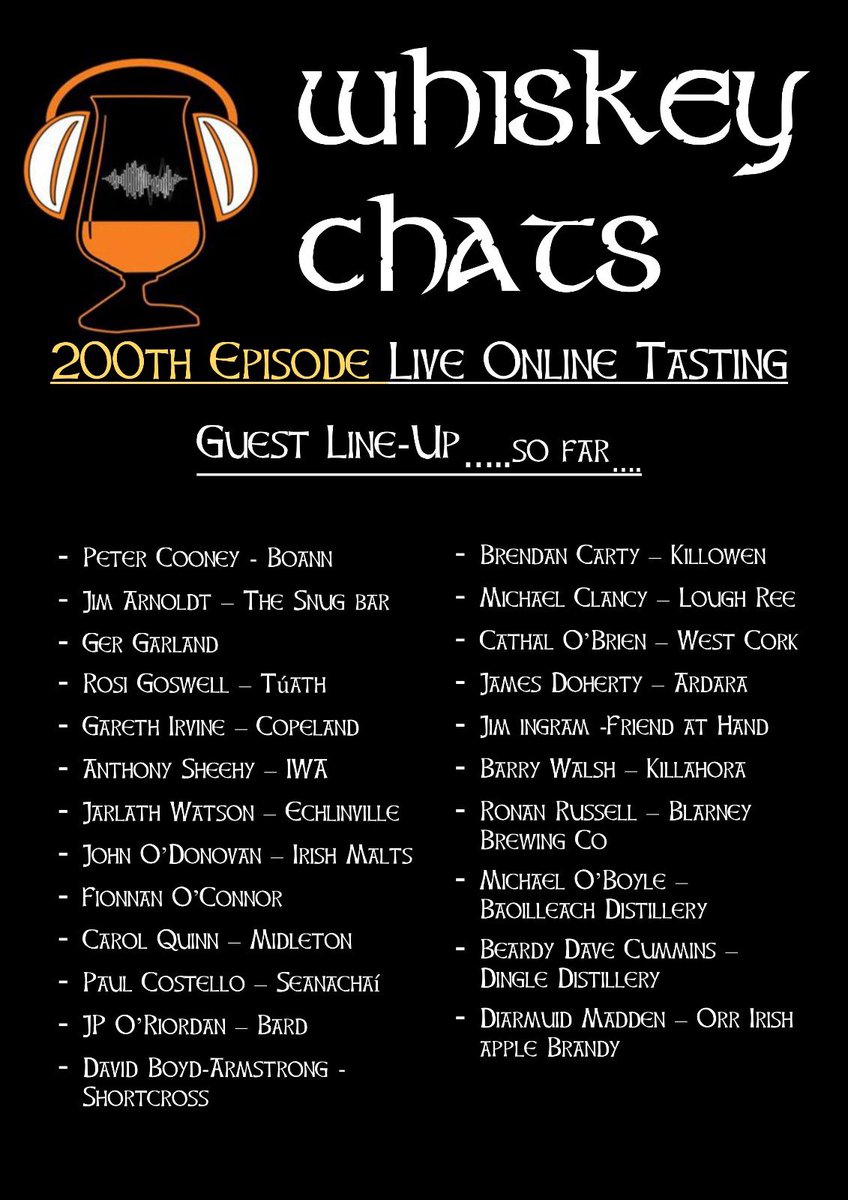 Save The Date: 
20th Sept 2025 8.30pm - 11.30pm
I'm marking the 200th Episode with a Live Online Stream.
.
I have 24+ previous guests on the podcast lined up to come on a quick chat and a bit of craic.
.
Tasting boxes will cost €40 plus P+P
.
Cheers,
Laurie