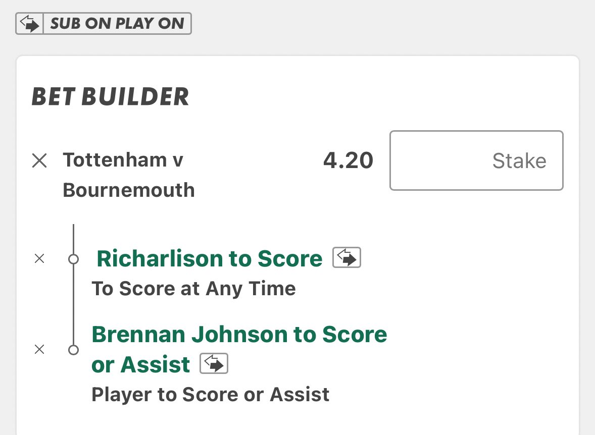 TOTTENHAM VS BOURNEMOUTH BET BUILDERS⚽️🟨🟥

Good luck!🔞

#TOTBOU
#PremierLeague
#GamblingX