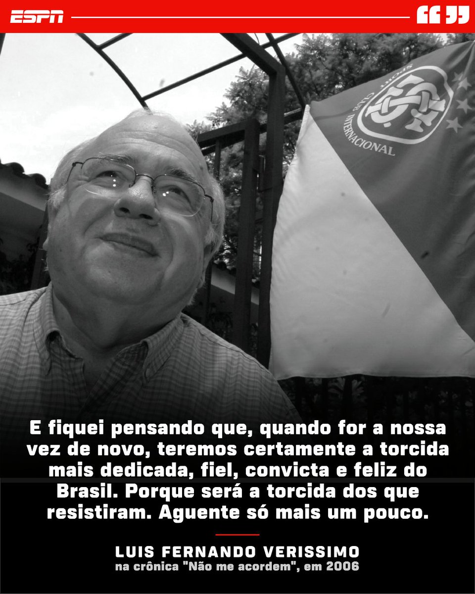 Luis Fernando Verissimo faleceu neste sábado em Porto Alegre, aos 88 anos. O escritor, cartunista e roteirista era amante do futebol e torcedor fanático do Inter. Que descanse em paz! 🖤

#LuisFernandoVerissimo #Inter #Internacional #PortoAlegre