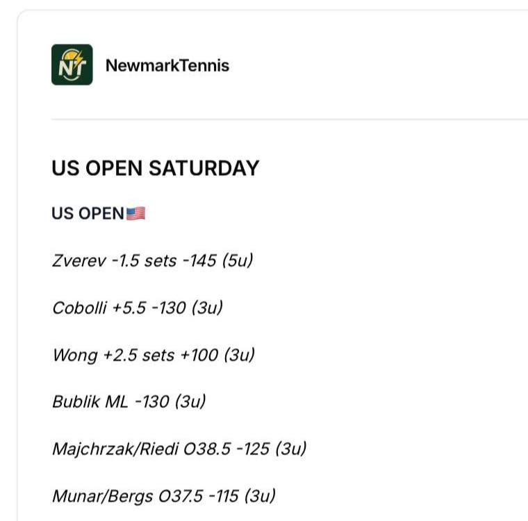 allcappersfreee's tweet image. Tennis plays 💎‼️🎾

#Setpointbets 
#NewMark 
#Matchpointbets