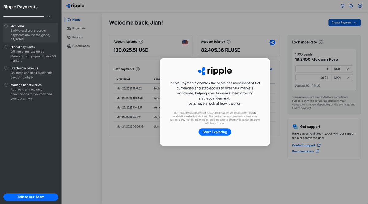 🚨 JUST IN: #Ripple unveils its Payments Demo — enabling instant fiat &amp; stablecoin transfers across 50+ markets, anytime, anywhere. 🌍💸

Try it here 👉 ripple.com/demo/payments