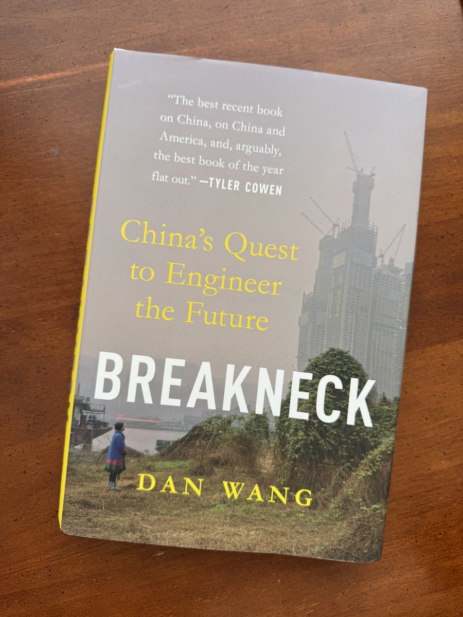 From now on when someone says they want to learn more about China, I will first tell them to read <a href="/danwwang/">Dan Wang</a>’s book Breakneck.

No single book better captures what people need to know right now about how China works.