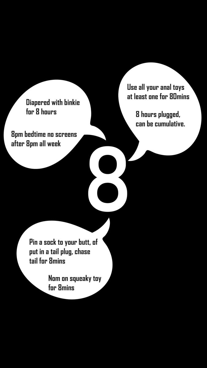 This weeks magic number is 8, remember all tasks are taken from the chastity tracker. If you enjoy them grab the chast tracker from throne.