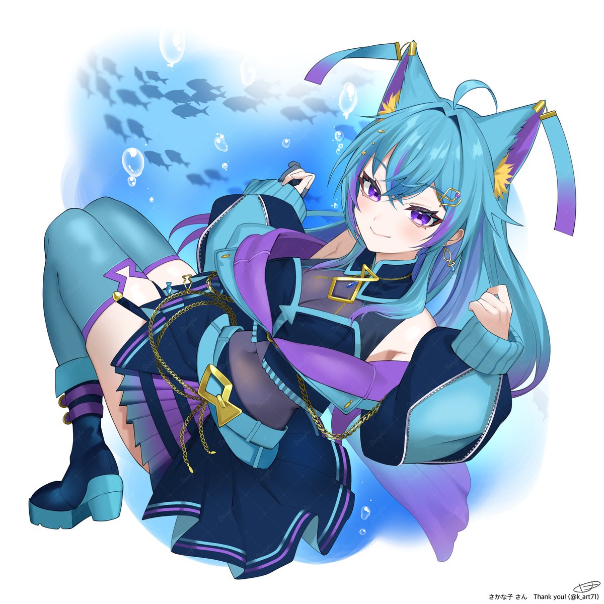 Thank you for the commission!
#skeb のご依頼ありがとうございました🐟💜

#Vtuber