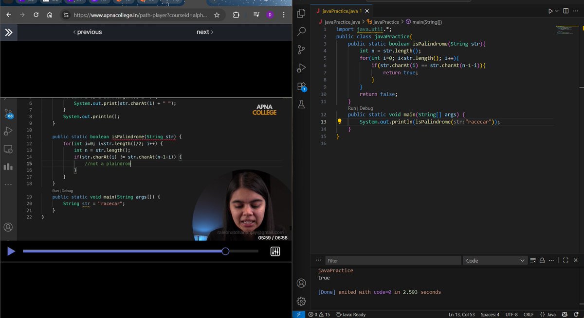 Dhananjay_R_26's tweet image. Day 31 of #CodeWithConsistency #DSA 
Today I learned "Strings" in Java and solved question on it from @ApnacollegeX, @ShradhaKhapra_ mam
Also solved questions on Leetcode 👍
and started learning React from today🔥
#java #coding #react #developer