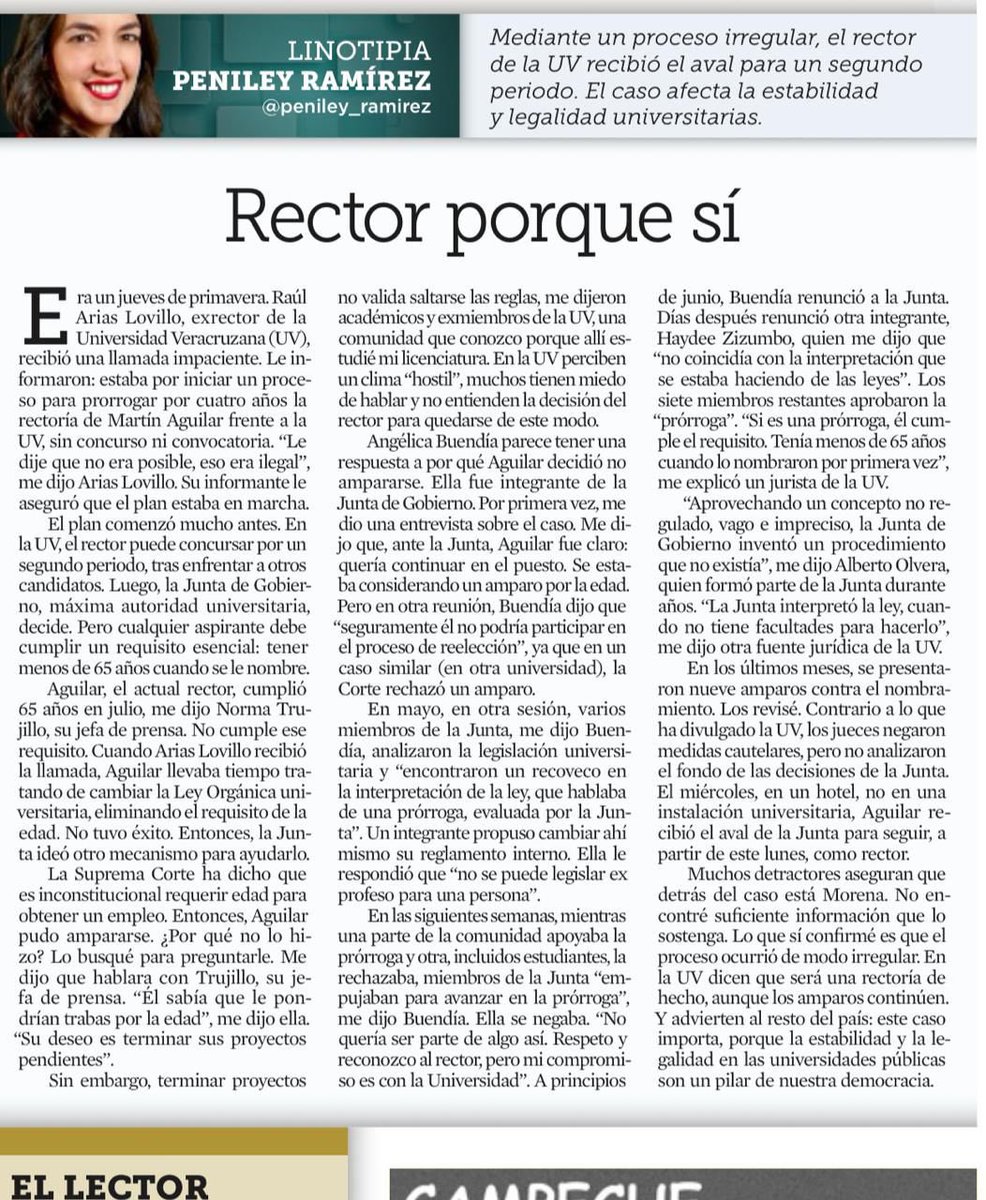 Leamos a <a href="/peniley_ramirez/">Peniley Ramírez</a> 
Hoy escribe sobre la Universidad Veracruzana