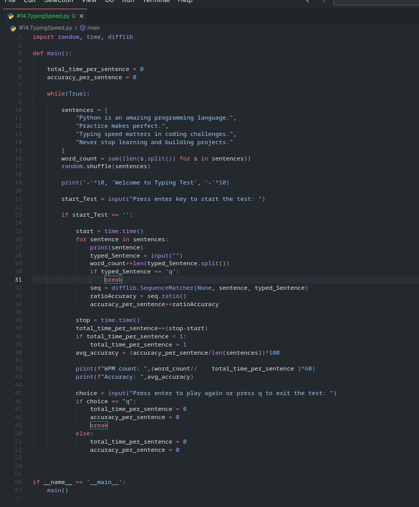 bhuwanhike's tweet image. 🚀 Just built a Typing Speed Tester in #Python!
Tracks WPM & accuracy
Handles early quits gracefully
Randomizes sentences for a real challenge ✨
github :- tinyurl.com/3mwaf56f
A fun project to improve coding + typing skills! 💻
#PythonProjects #Coding #Programming