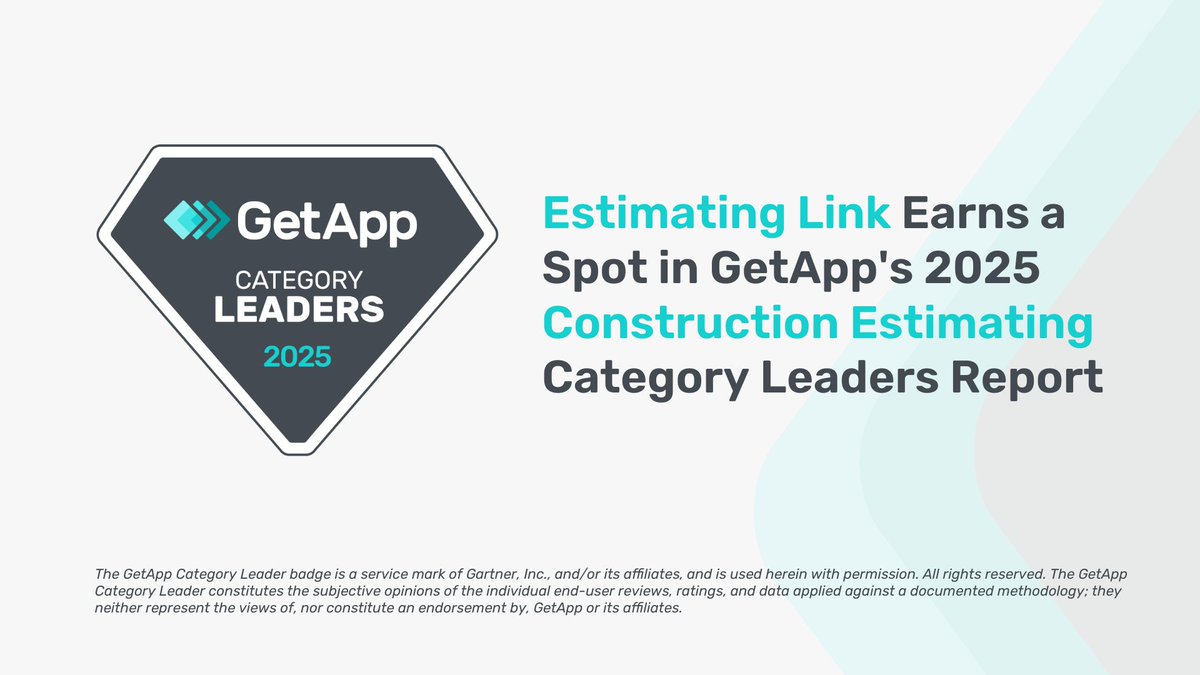 TCLI_Software's tweet image. Excited to announce that Estimating Link has been named a 2025 Category Leader for Construction Estimating on GetApp!

This recognition reflects the real-world reviews and results from our amazing customers in the field. We appreciate every one of you.