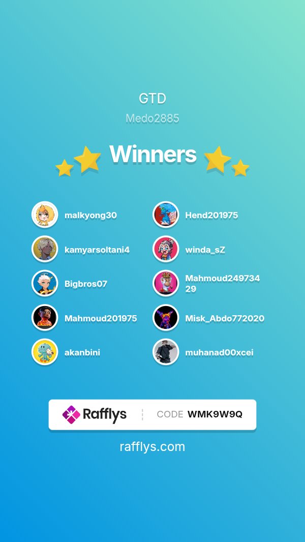 MeDo🦍 (@medo2885) on Twitter photo Winners
1. <a href="/malkyong30/">malkyong30</a>
2. <a href="/Hend201975/">Hend</a>
3. <a href="/kamyarsoltani4/">amirsoltani</a>
4. <a href="/winda_sZ/">WINDA</a>
5. <a href="/Bigbros07/">Tofunmi📸</a>
6. <a href="/Mahmoud24973429/">Mahmoud Attia</a>
7. <a href="/Mahmoud201975/">Mahmoud Attia</a>
8. <a href="/Misk_Abdo772020/">Misk Abdo</a>
9. <a href="/akanbini/">Akanbini</a>
10. <a href="/muhanad00xcei/">Muhanad00x CI</a>
Wallets collected Winners
1. <a href="/malkyong30/">malkyong30</a>
2. <a href="/Hend201975/">Hend</a>
3. <a href="/kamyarsoltani4/">amirsoltani</a>
4. <a href="/winda_sZ/">WINDA</a>
5. <a href="/Bigbros07/">Tofunmi📸</a>
6. <a href="/Mahmoud24973429/">Mahmoud Attia</a>
7. <a href="/Mahmoud201975/">Mahmoud Attia</a>
8. <a href="/Misk_Abdo772020/">Misk Abdo</a>
9. <a href="/akanbini/">Akanbini</a>
10. <a href="/muhanad00xcei/">Muhanad00x CI</a>
Wallets collected