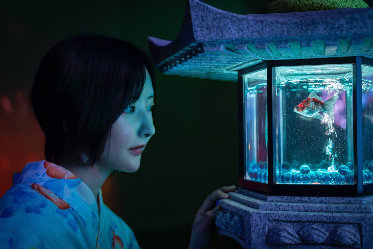 Asaki0_0y's tweet image. 浴衣と金魚

#ポートレート
#アートアクアリウム 

Photo @mikamikan2019