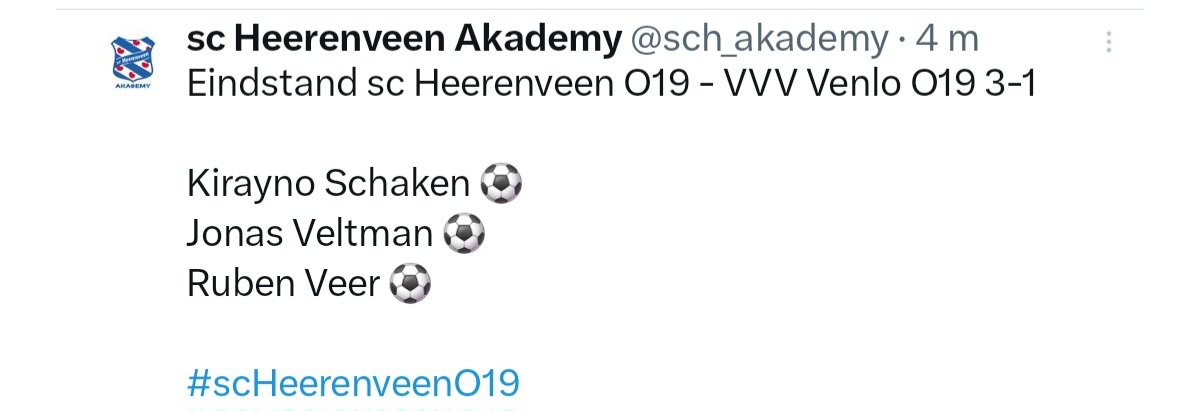 CorvdLaag's tweet photo. sc Heerenveen O19 - VVV Venlo O19 https://t.co/j41ar6MmHq