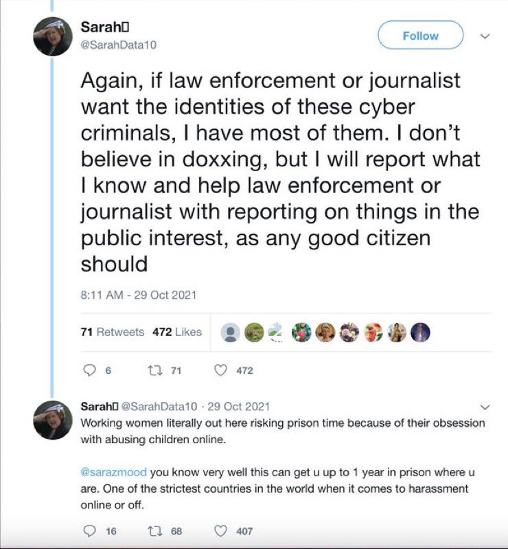 MermaidsAll_'s tweet photo. Who remembers this and Omani law? Real Sarah putting someone in harm’s way.  Now we have pink haired Miss Righteous emulating her, using Dubai laws. Sometimes you can be so busy being right that you are in fact very wrong. Is she ready to handle the consequences of her actions? https://t.co/NyOppnKweU