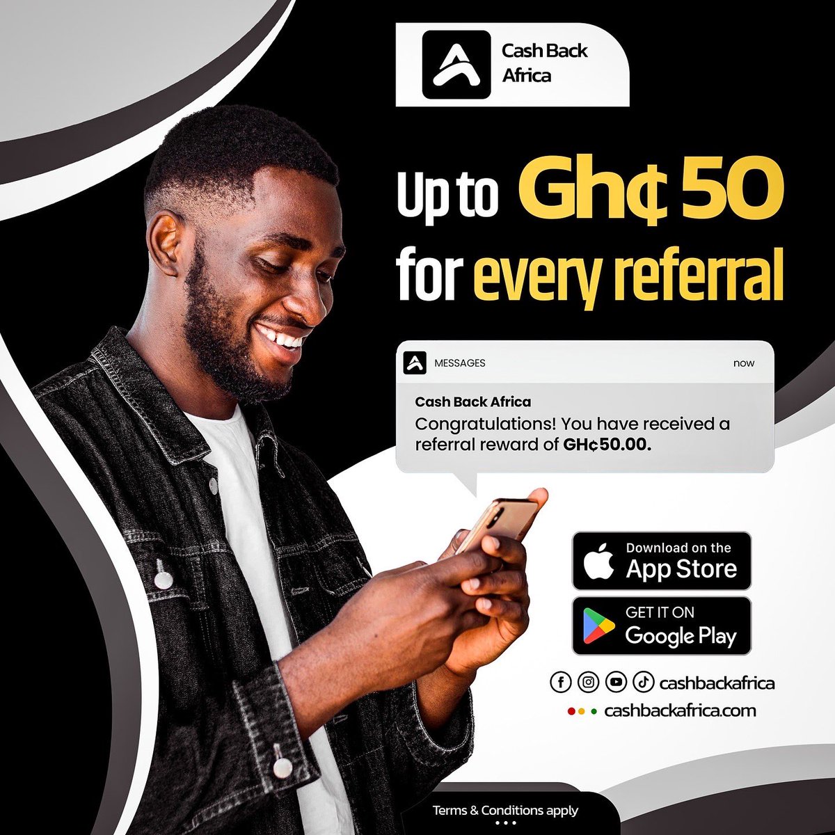 AsaanaGh's tweet photo. Earn up to GHS 50 (~US$5) from referrals on Cash Back Africa (by AsaanaPay) 🎉

Africa’s 1st mobile money powered cash back rewards app is LIVE 🚀
👉 Get cash back + referral rewards
👉 Suggest brands we should onboard!

https://t.co/aLPSlHCOSa

#CashBackAfrica #AsaanaPay https://t.co/sEU1nQ7vXn
