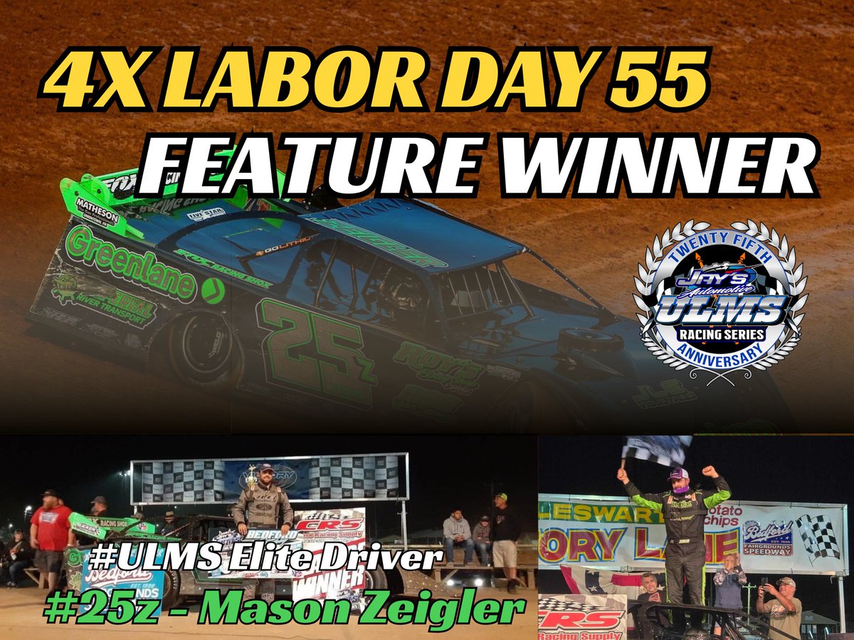 United Late Model Series (@ulmslatemodels) on Twitter photo 2025 <a href="/ULMSLateModels/">United Late Model Series</a> Points Leader <a href="/MzZeigler/">Mason Zeigler</a> has been on roll! ๐ฅ 
Last nights ๐ฏ๐ข๐๐ญ๐จ๐ซ๐ฒ was Zeiglers ๐ญ๐ก๐ข๐ซ๐ consecutive ๐๐๐๐จ๐ซ ๐๐๐ฒ ๐๐, 2021, 2023 & 2024 being #ULMS sanctioned. ๐
Can ๐๐ข๐ ๐ ๐ฒ continue his streak as the tour rolls in ๐๐ฎ๐ง๐๐๐? ๐ค 2025 <a href="/ULMSLateModels/">United Late Model Series</a> Points Leader <a href="/MzZeigler/">Mason Zeigler</a> has been on roll! ๐ฅ 
Last nights ๐ฏ๐ข๐๐ญ๐จ๐ซ๐ฒ was Zeiglers ๐ญ๐ก๐ข๐ซ๐ consecutive ๐๐๐๐จ๐ซ ๐๐๐ฒ ๐๐, 2021, 2023 & 2024 being #ULMS sanctioned. ๐
Can ๐๐ข๐ ๐ ๐ฒ continue his streak as the tour rolls in ๐๐ฎ๐ง๐๐๐? ๐ค