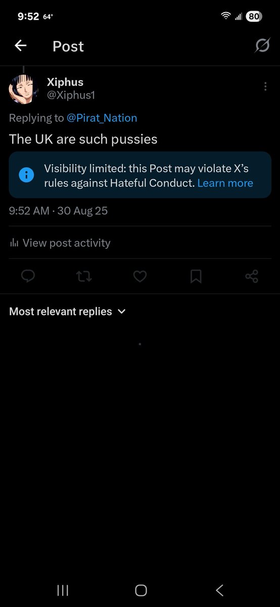 I thought X was a place of free speech. When did Elon Musk and X become a bunch of pussies