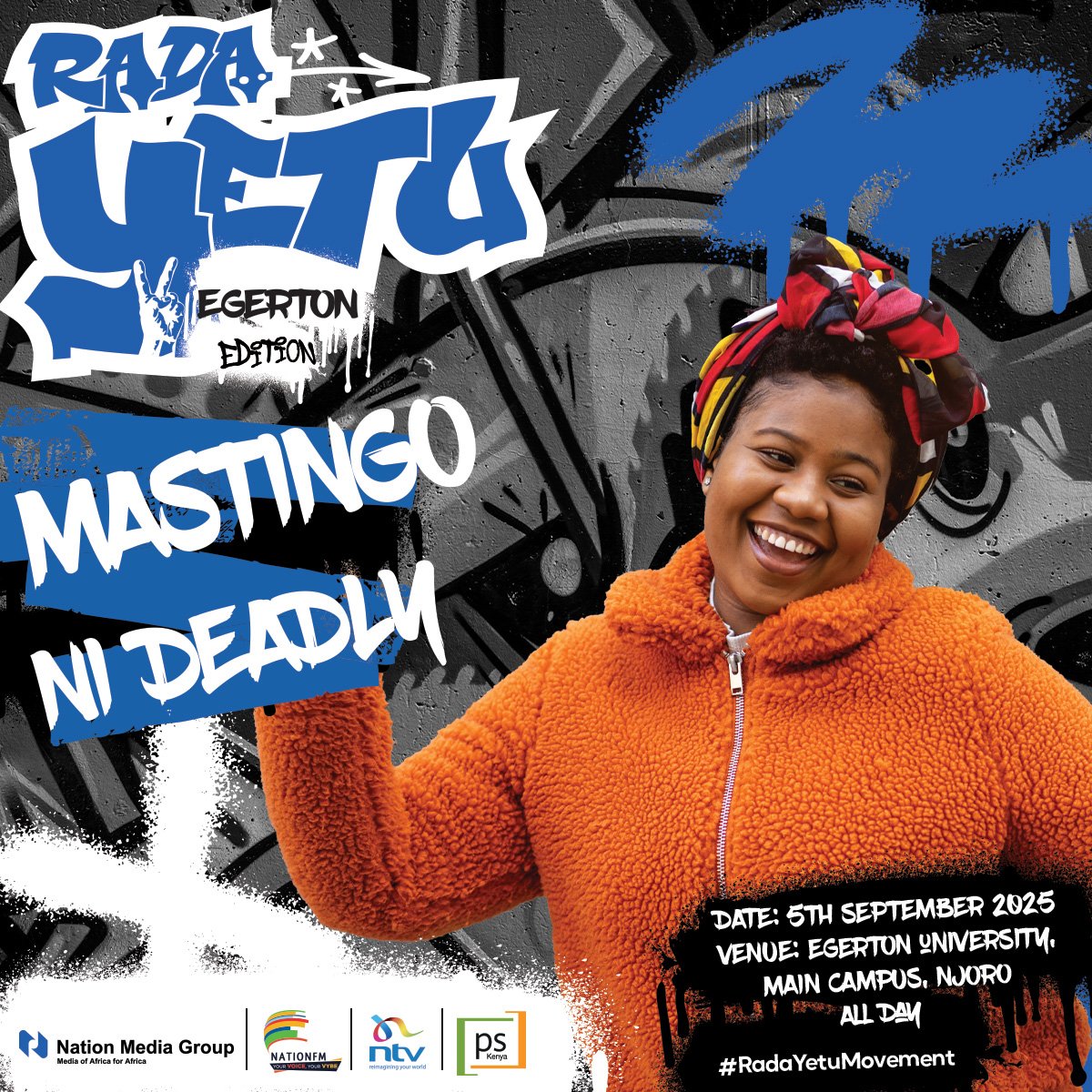RadaYetuKe's tweet photo. MASTINGO NI DEADLY @Egertonuni 🔥🎉

5th September tunakam Njoro Campus for #RadaYetu Egerton Edition – usibaki nyuma! 🙌🏾
📍 Egerton Uni – Njoro Campus
🎧 Powered by @NationFmKE

#RadaYako #RadaYetu #RadaYaEgerton #RadaYetuMovement https://t.co/0recRd9eFT