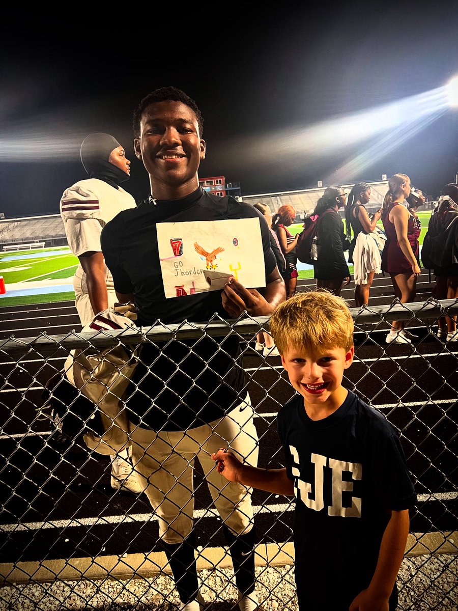 ADSeider's tweet photo. Full circle moment- my oldest baby meets one of my first babies during his senior year football season 🥹, AND we got to see him seal the win with an INT in the last few seconds. So proud of this guy- some football program next year is going to be so lucky to have him! @_7wayzzz https://t.co/jHEGR8UJaE