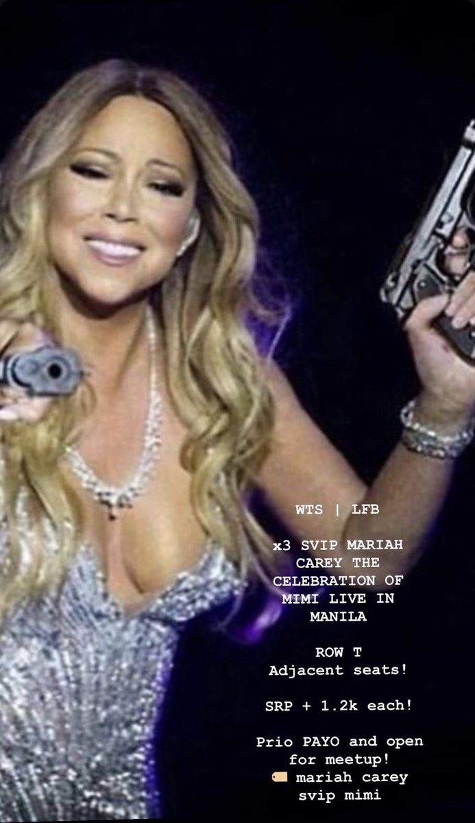 MaRa_Assistance's tweet photo. WTS LFB

x3 SVIP MARIAH CAREY THE CELEBRATION OF MIMI LIVE IN MANILA

ROW T 
Adjacent seats!

SRP + 1.2k each! 

Prio PAYO and open for meet-up! 

🏷️ mariah carey svip mimi manila https://t.co/XxMdNngMJy
