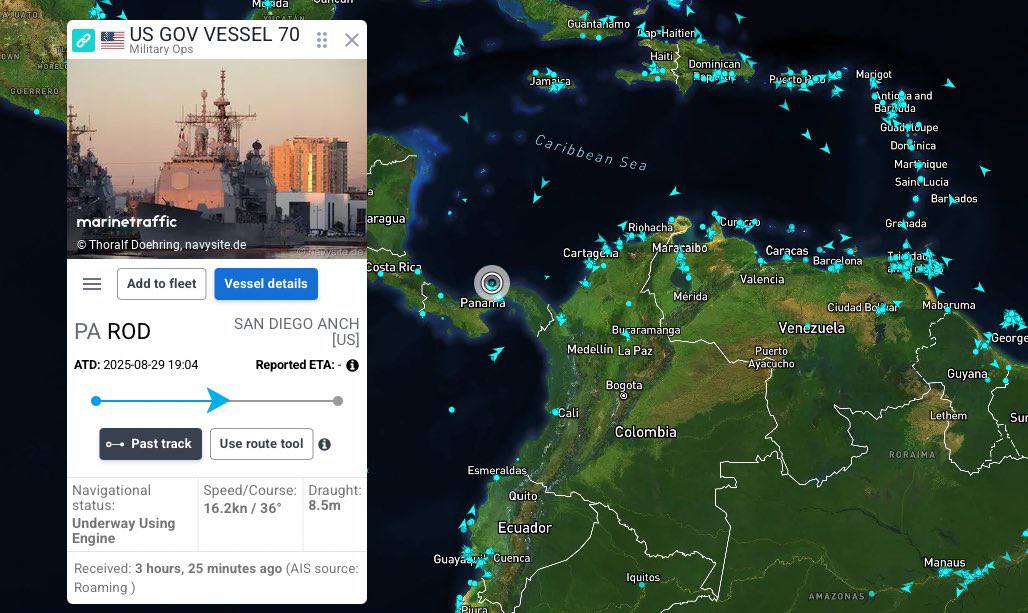 🚨 US WARSHIP MOVES IN 🧭

Guided-missile cruiser USS Lake Erie (CG-70) crossed the Panama Canal, now in the Caribbean Sea near 🇻🇪 Venezuela.

#VenezuelaLibre #trumpdead
