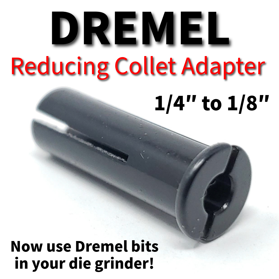 CarbideBur's tweet image. No new bits needed! Our reducing collet adapts Dremel bits for die grinder power. 🛠️ #DremelHacks #Dropship #DIYTools